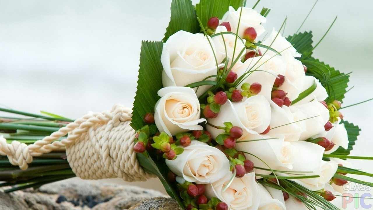 Красивый букет из белых роз